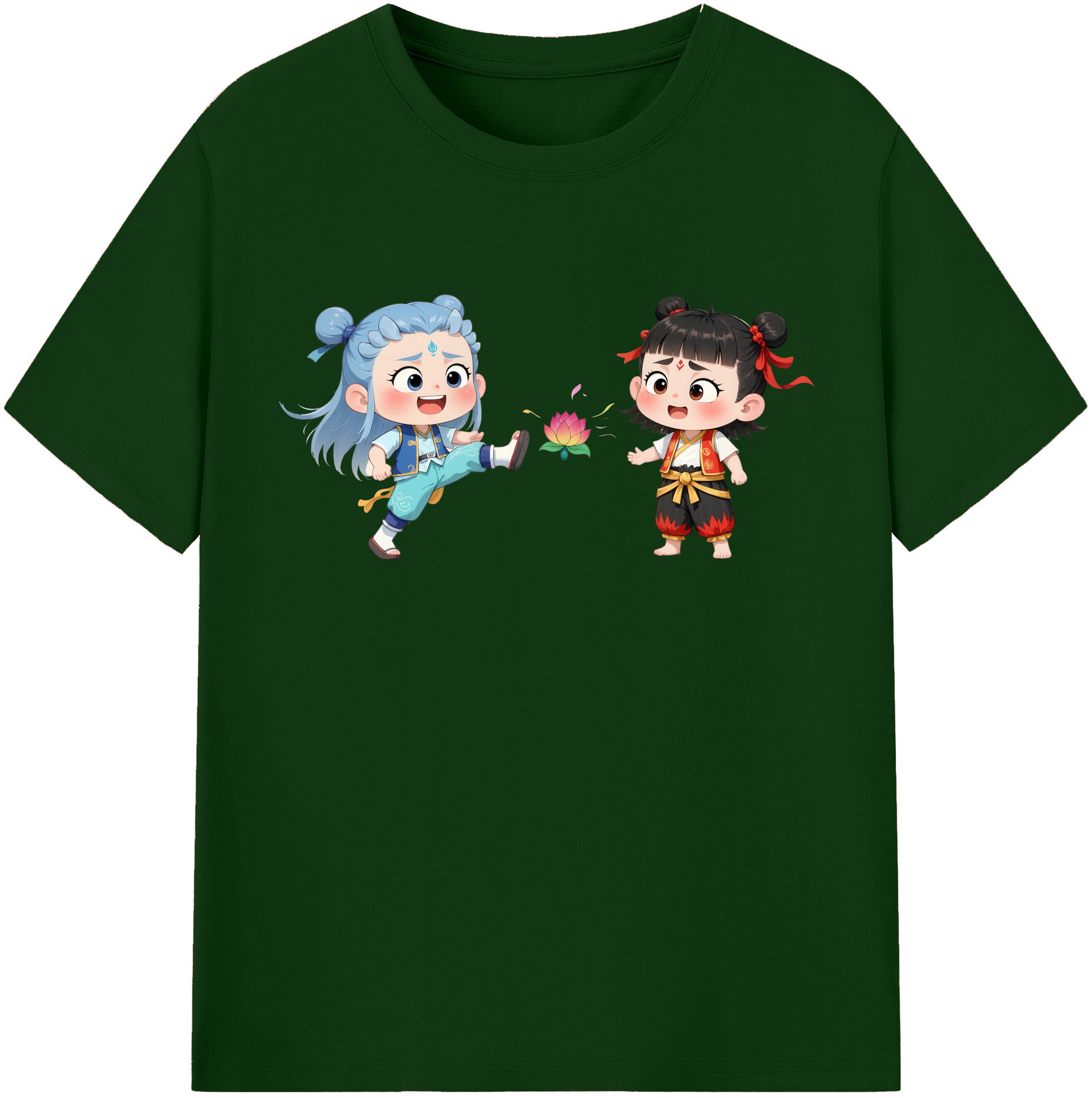 （画像用） Ne Zha 2 ナタ 魔童の大暴れ 綿100％半袖Tシャツ（フロントプリント）